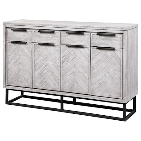 Contemporary Four Door, Four Drawer Media Credenza